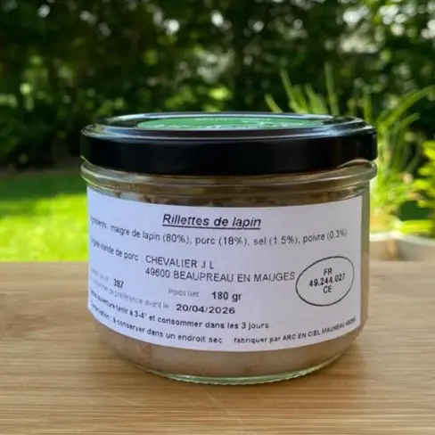 Rillettes de lapin nature – bocal de 180g